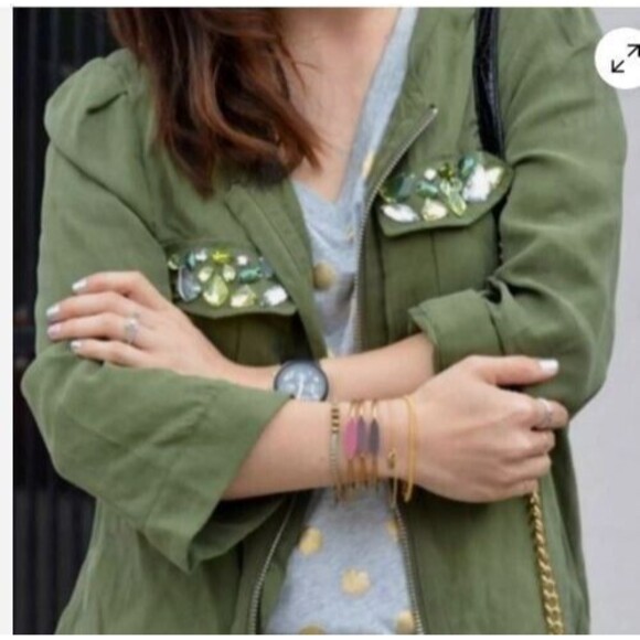 H&M Olive Beaded Utility Jacket - Medium - Picture 9 of 9